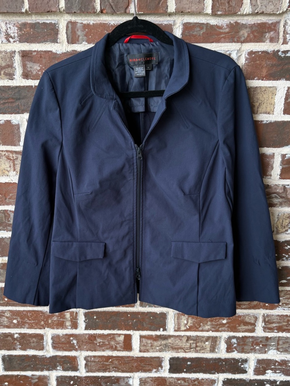 Nina McLemore Navy Lightweight Zip Front Utility Jacket Size 12